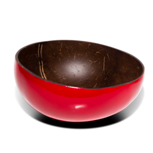 Red spray coconut bowls