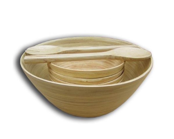 Oval bamboo wood bowl