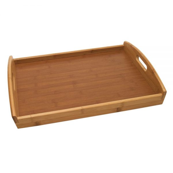 Bamboo tray rectangle with handles