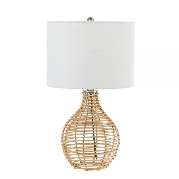 Rattan side table lamps