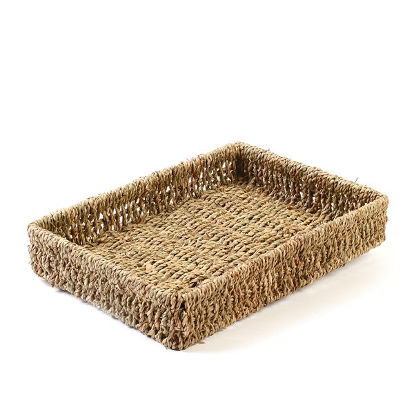 Rectangular woven seagrass tray