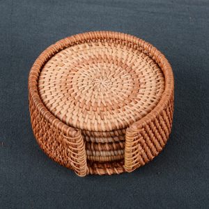 round natural rattan coaster and bowl mat