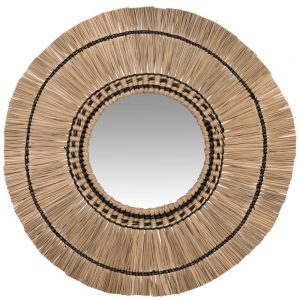 Handcrafted bohemian seagrass mirror