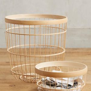 Set 2 of bamboo laundry baskets