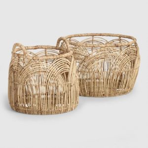 Set 2 of flower basket rattan