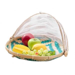 bamboo fruit basket mesh cover insect proof