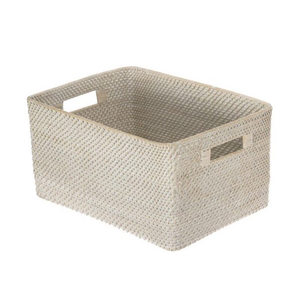 Rectangle grey rattan storage basket