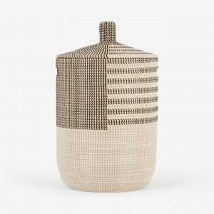 Seagrass coiled woven basket with lid