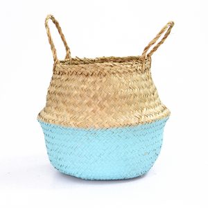 Baby blue foldable laundry basket