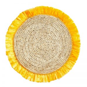 Seagrass placemat round with yellow border