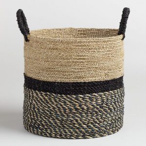 Seagrass storage basket half black