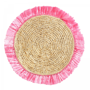 Seagrass placemat round with pink border