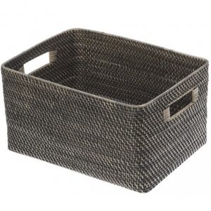 Black rattan basket storage 02