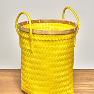 Yellow weave bamboo basket